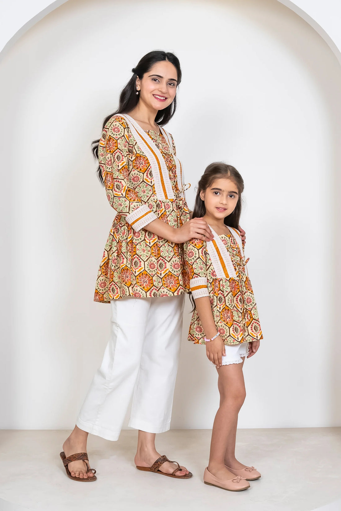 Cotton Peplum Tops: Matching Outfits for Mom and Daughter, Ideal for Summer Holidays