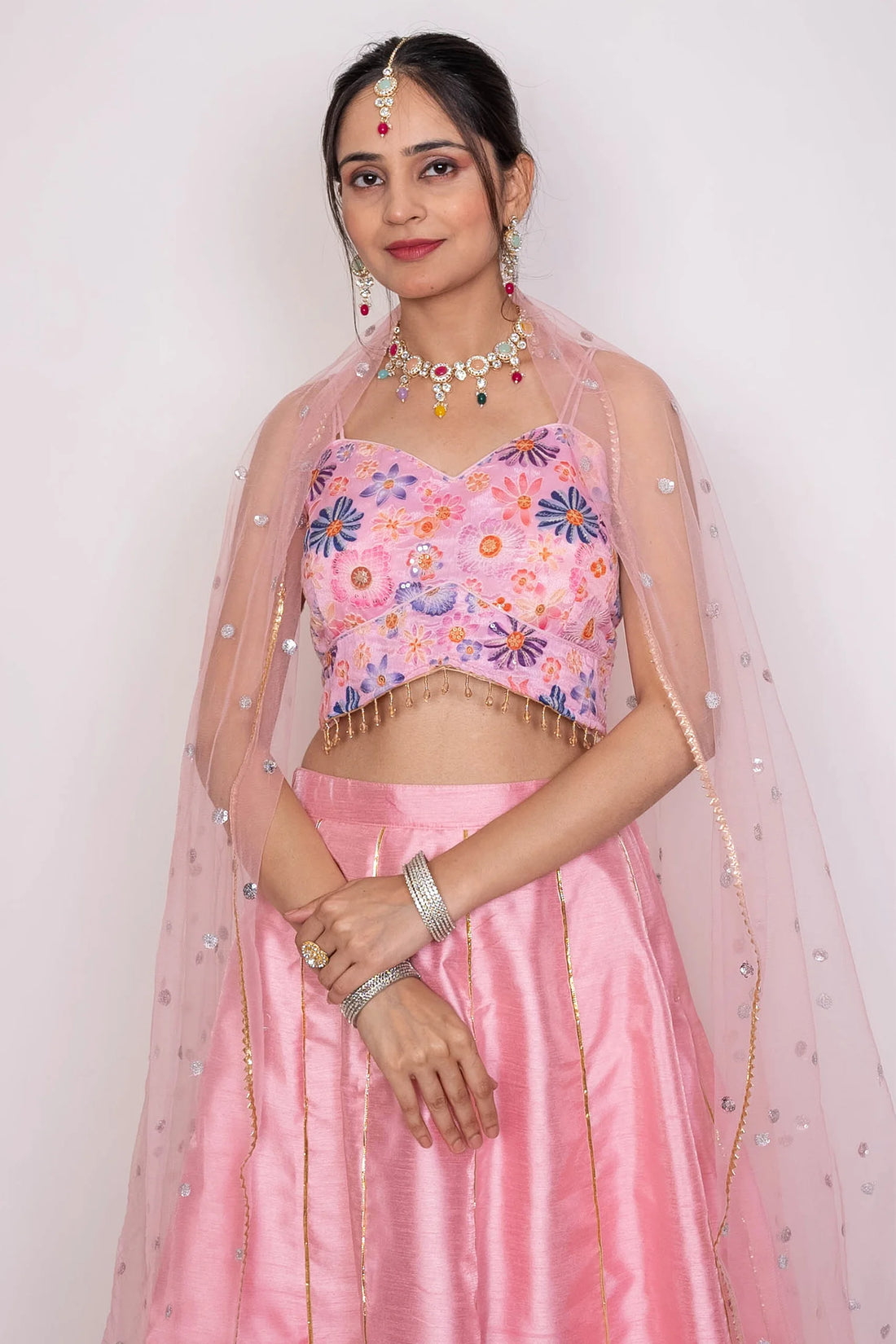 Baby Pink Emroidered Lehenga Set