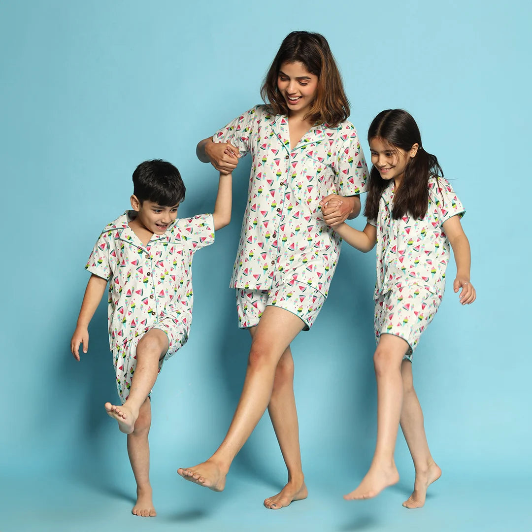 Watermelon Wonders Matching Watermelon Printed Night Suit Set For Mom