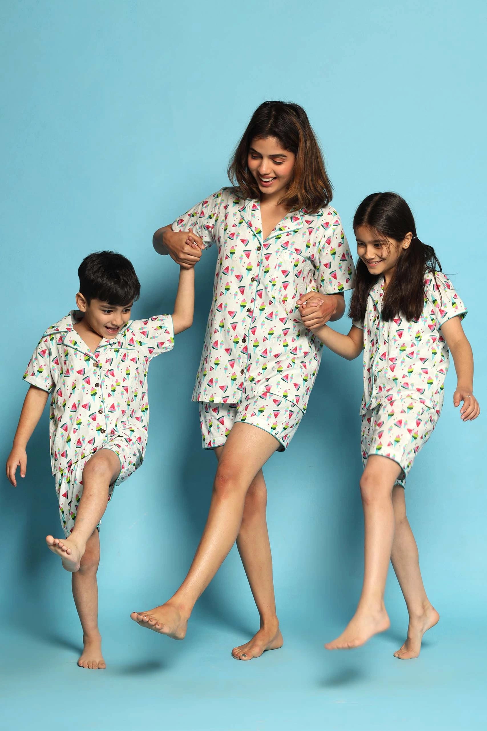 Watermelon Wonders Family Set Matching Watermelon Printed Night Suits for Mom Daughter and Son
