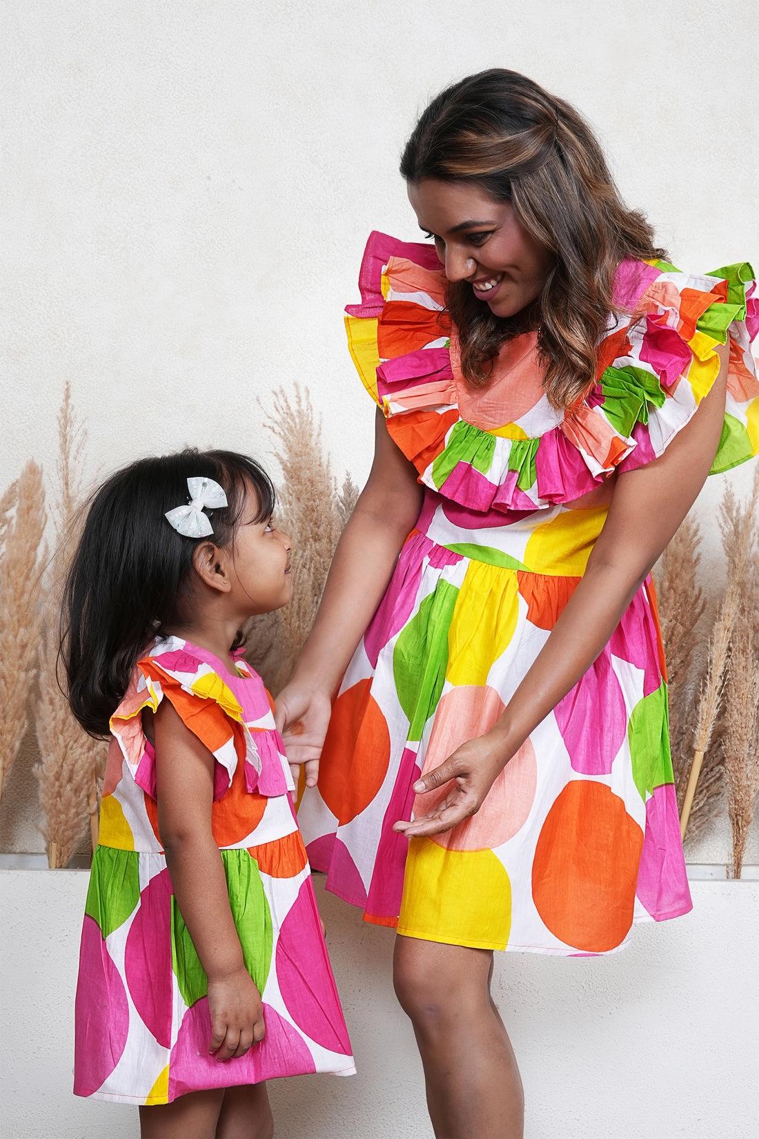 Summer Splash  Ruffle Dress For Mom And Daughter