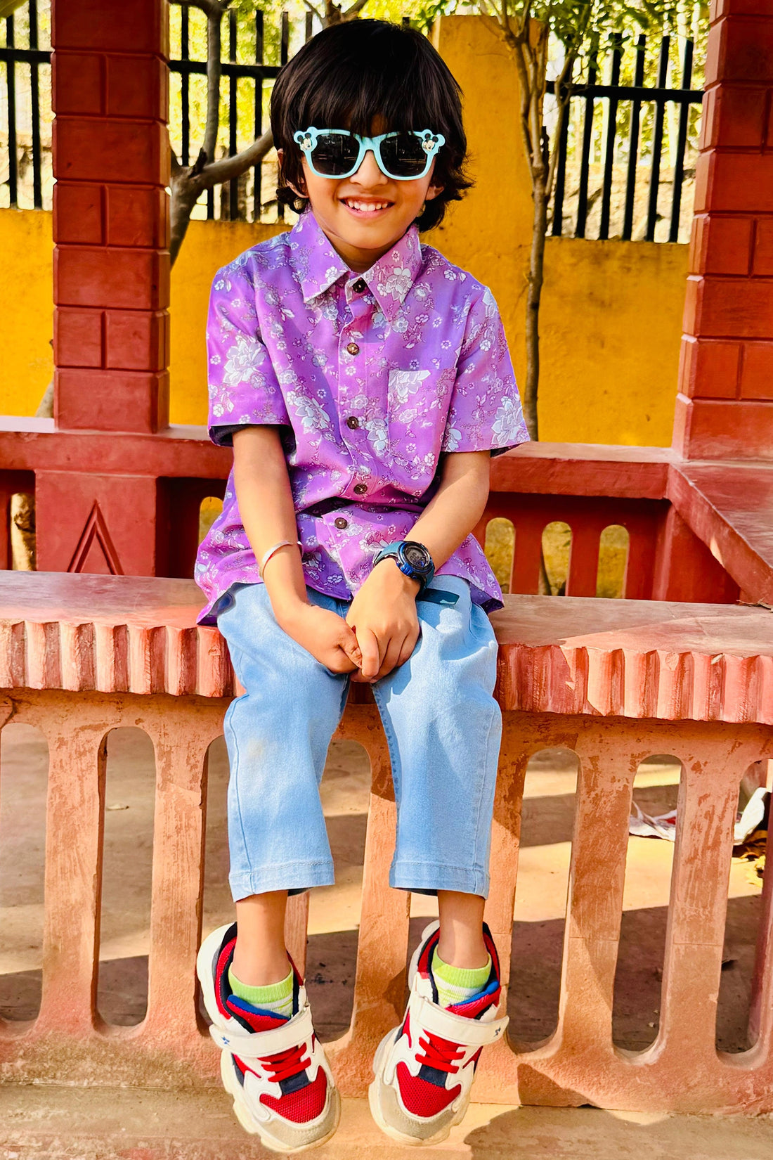 Purple Floral  Printed Shirt