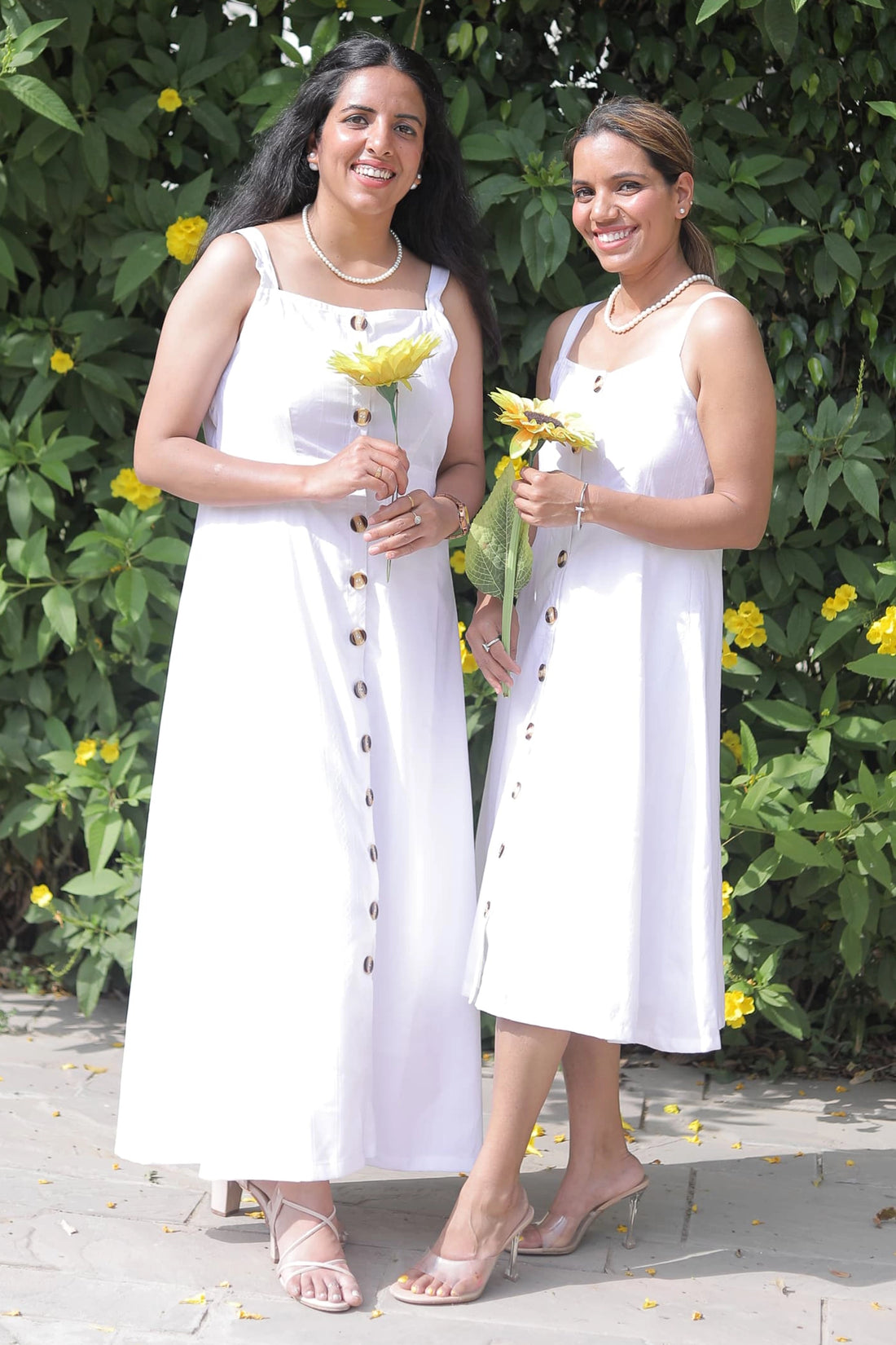 White Loom Maxi Dress for Sister Duo