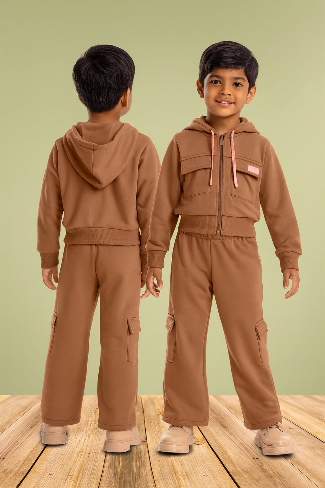 Brown Coords Jacket with Pyjama Set