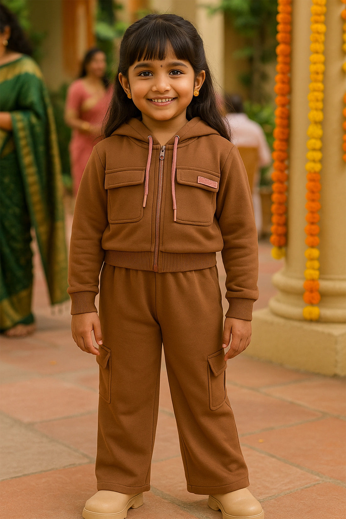 Brown Coords Jacket with Pyjama Set (Girl)