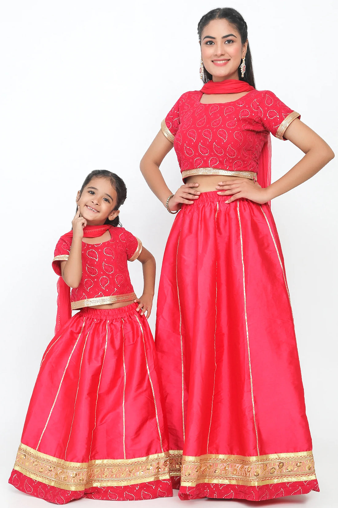 Elegant Fusion: Fuchsia Lehenga Twin Set