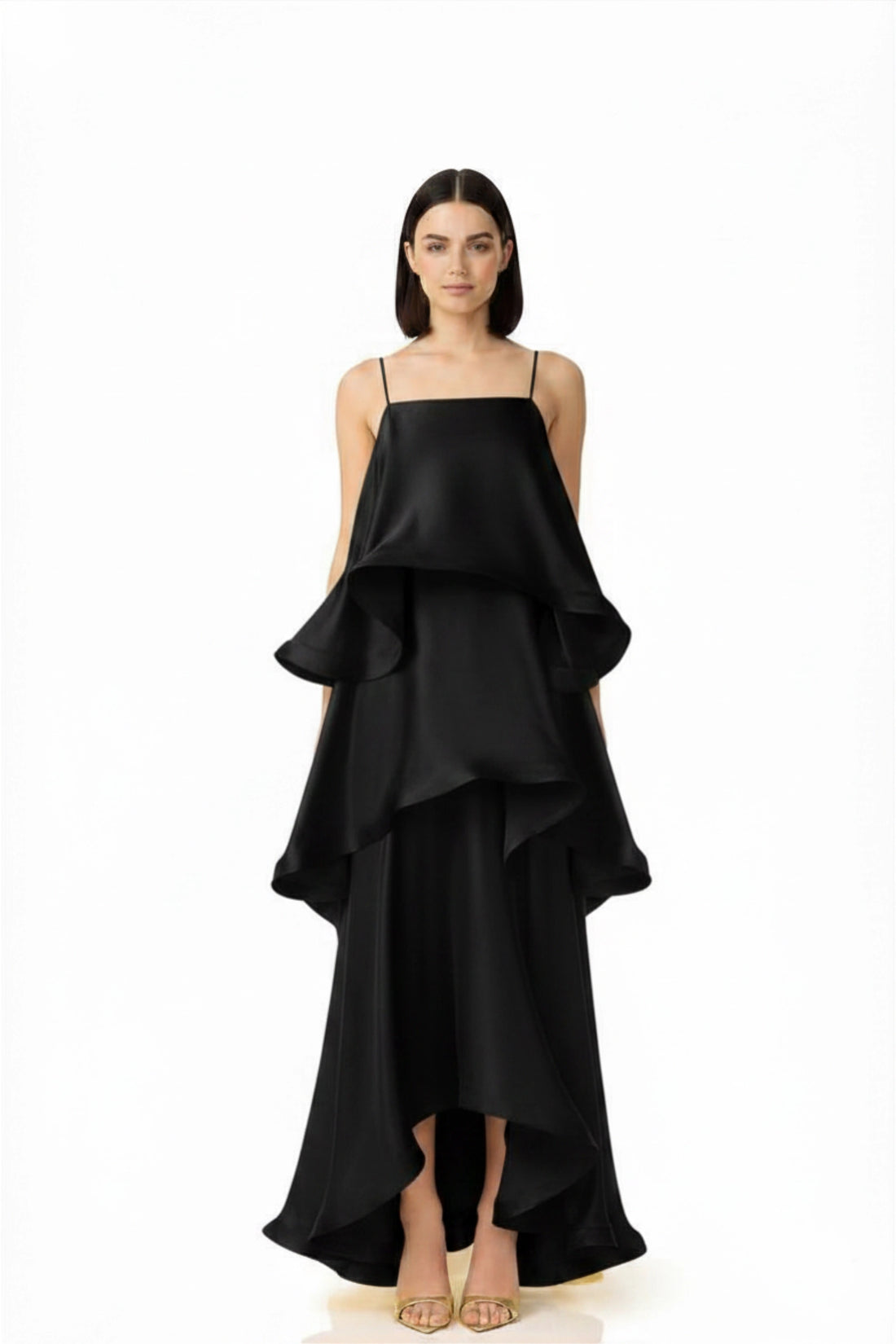 Cascade Luxe Dress – Noir Black