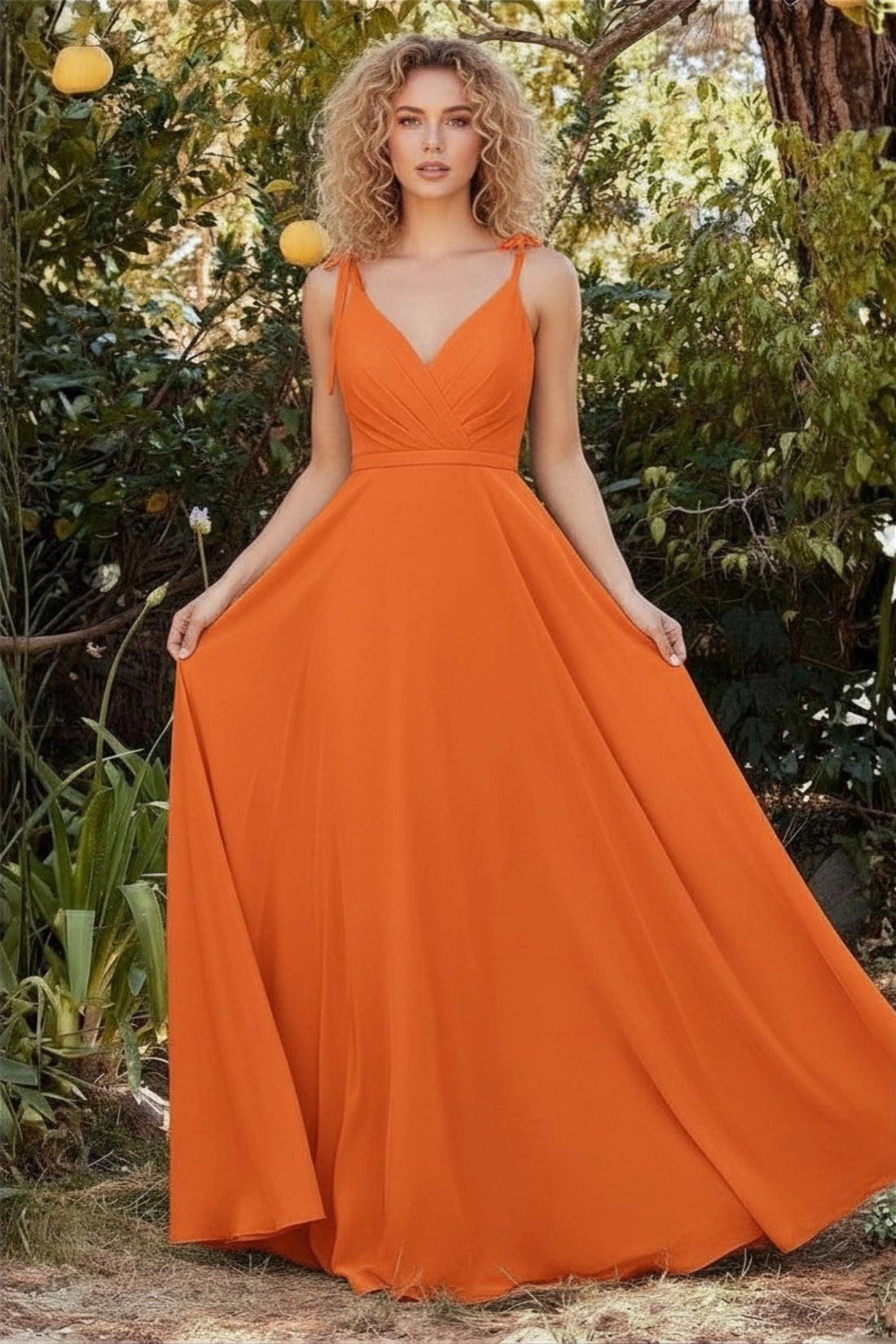 Aurelia Drape Gown – Sunset Orange
