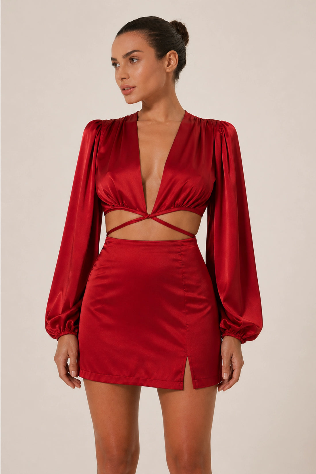 Red Flame Satin Set