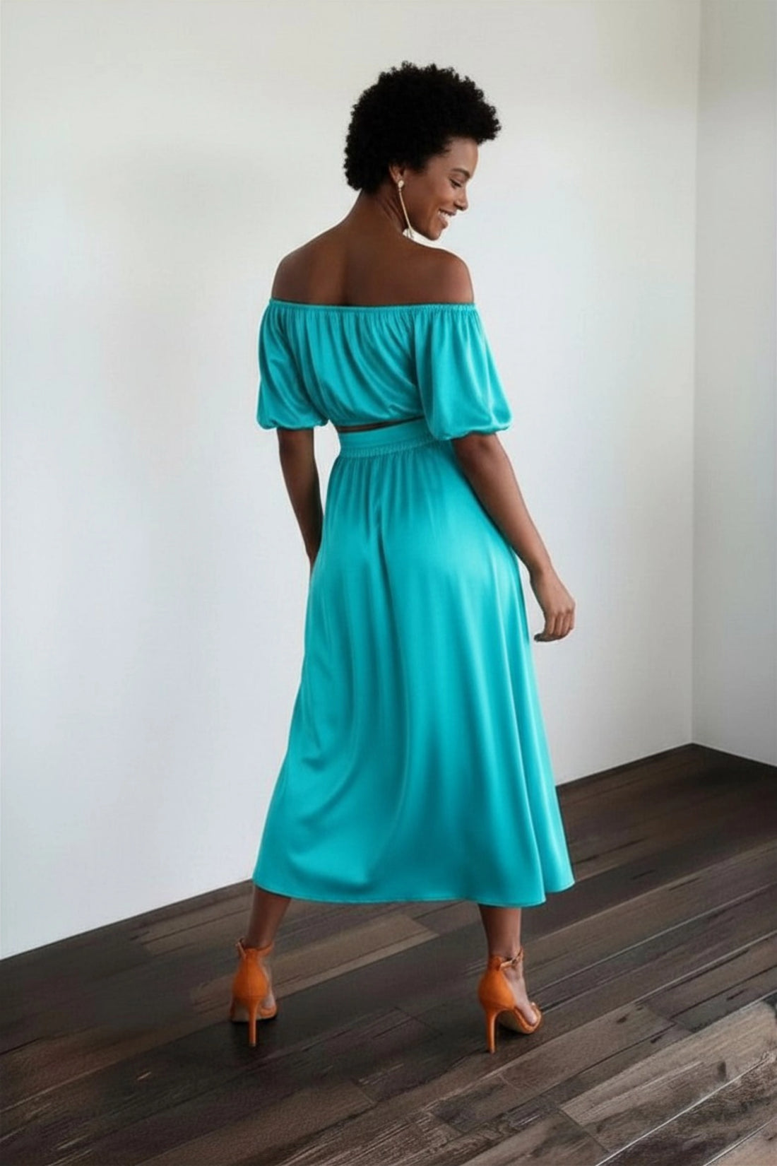 Velora Satin Co-ord Set – Aqua Blue