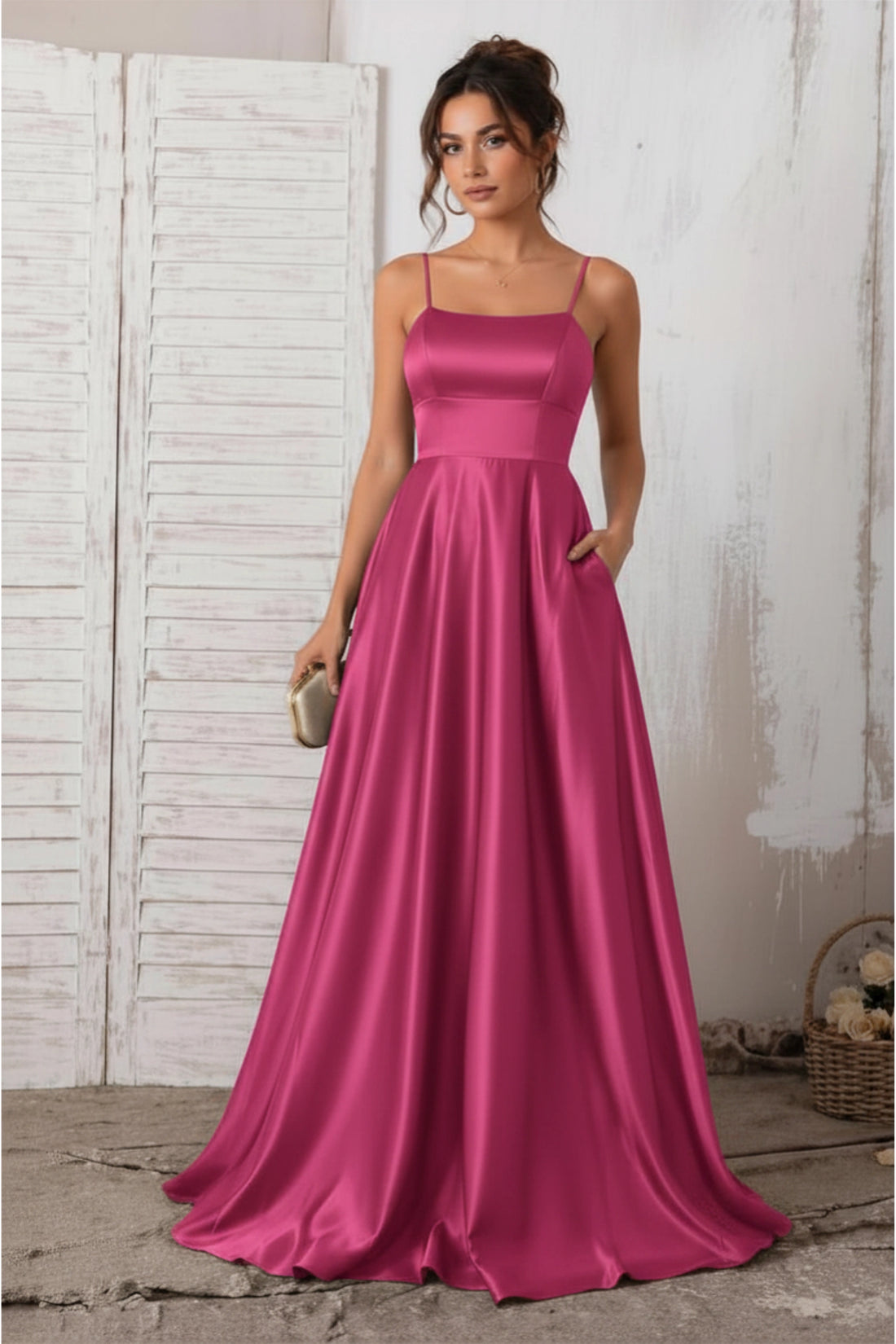 Aveline Satin Gown – Rose Pink
