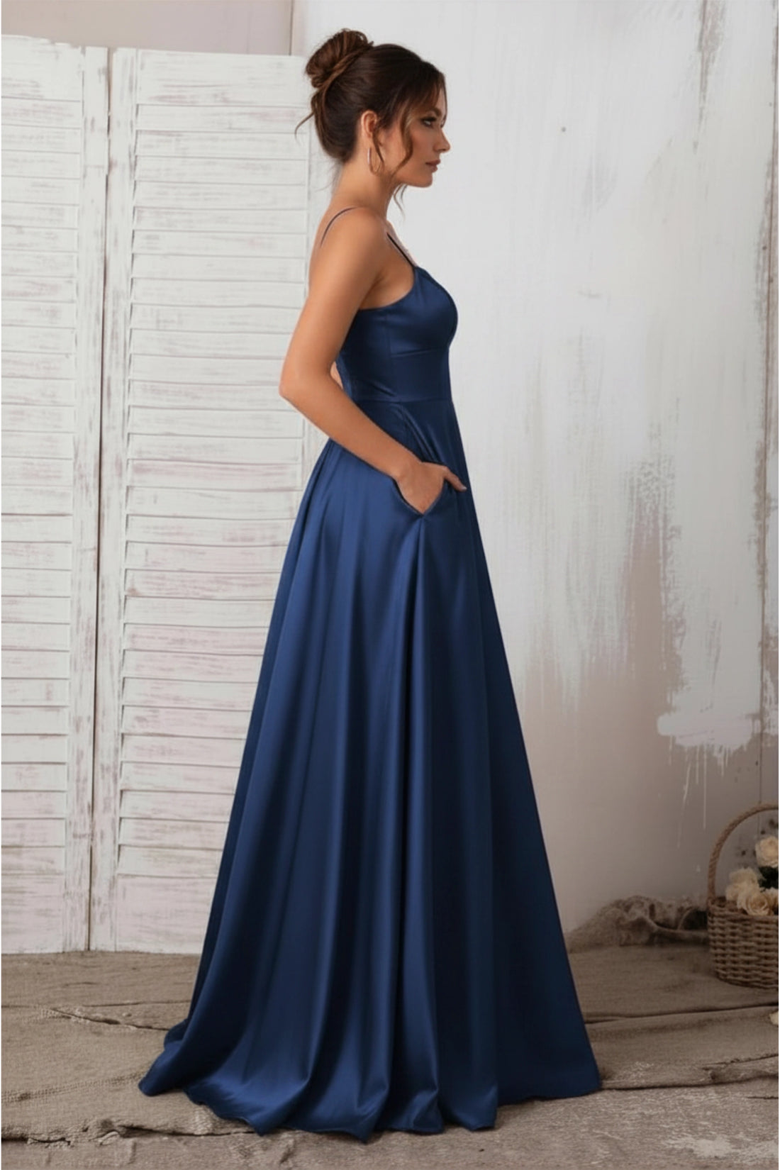 Aveline Satin Gown – Midnight Navy