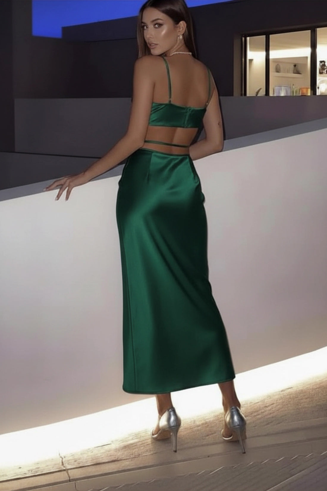 Celeste Satin Set – Emerald Green