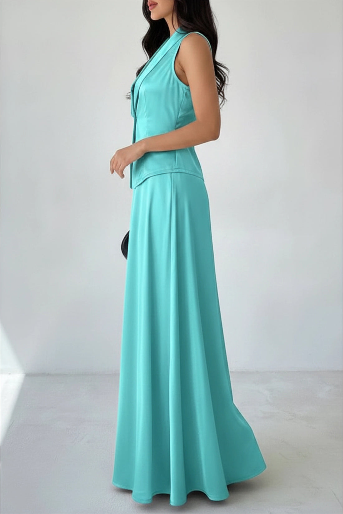 Evara Satin Set – Aqua Mist
