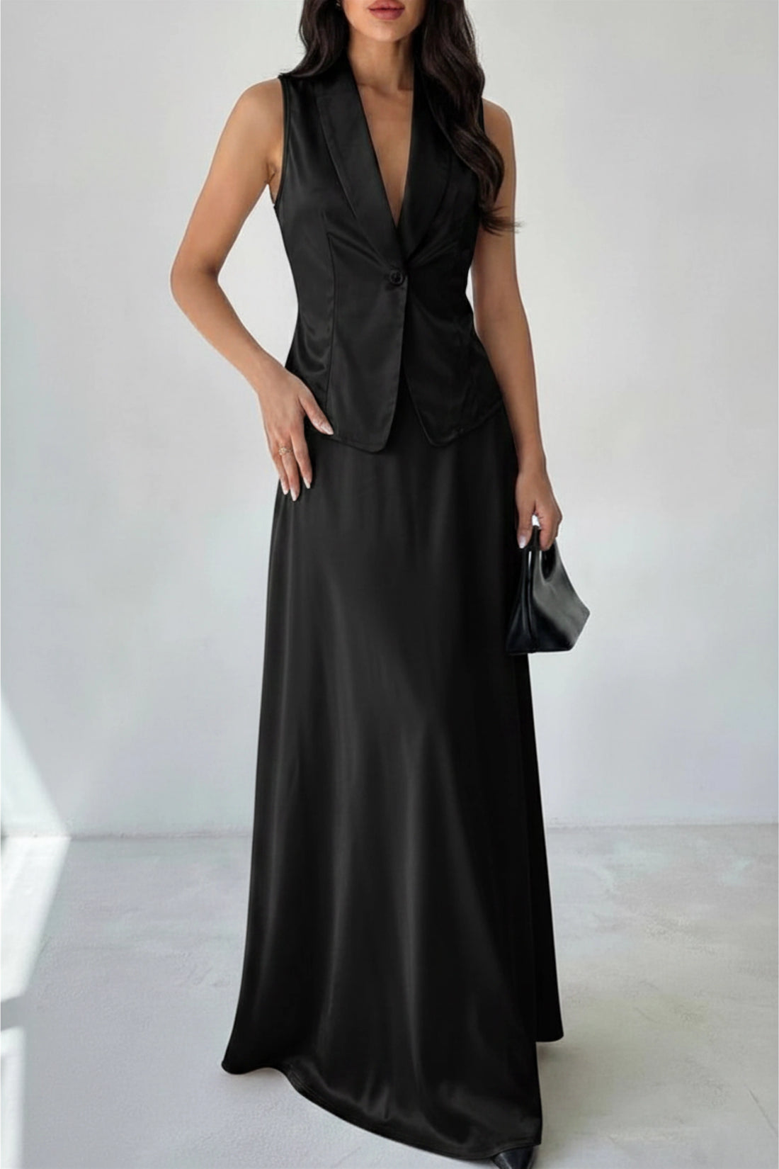 Evara Satin Set – Midnight Noir