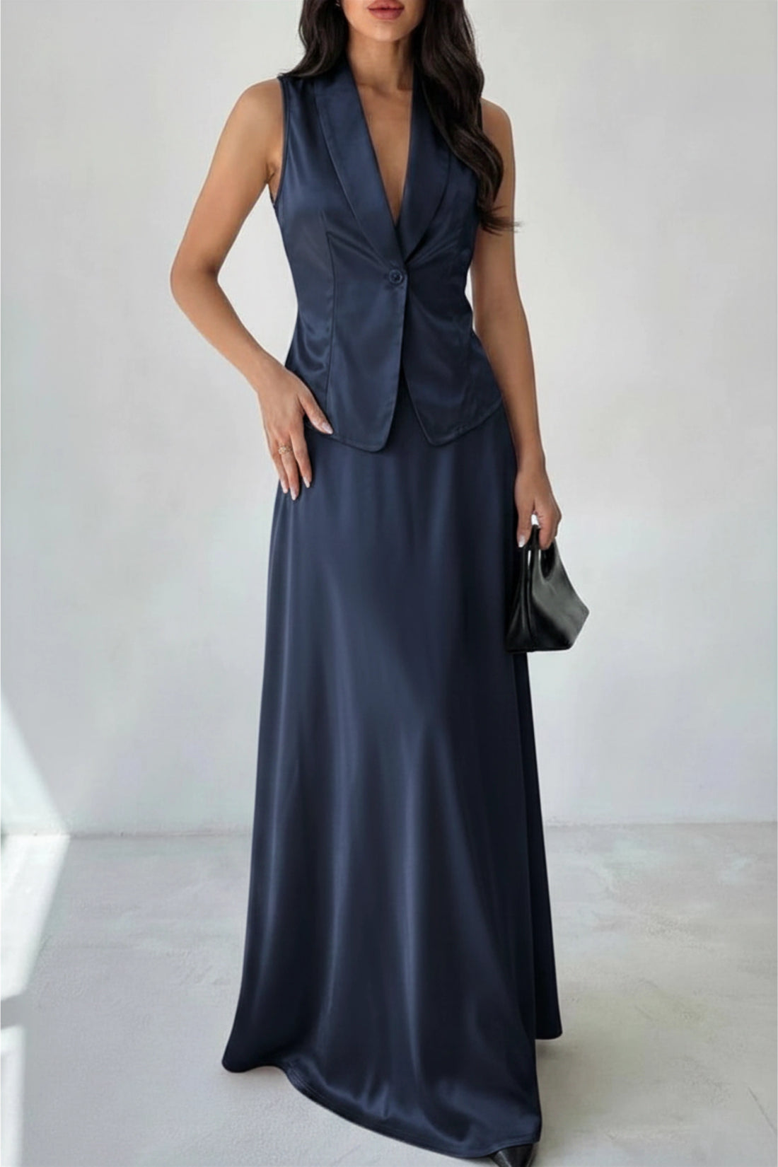 Evara Satin Set – Deep Sapphire