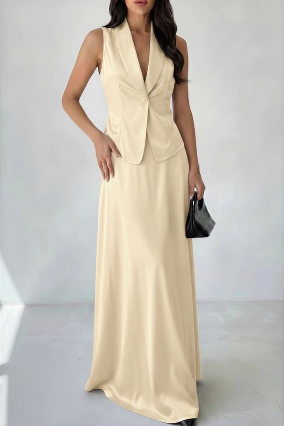 Evara Satin Set – Ivory Glow