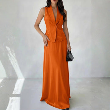 Evara Satin Set – Burnt Ember
