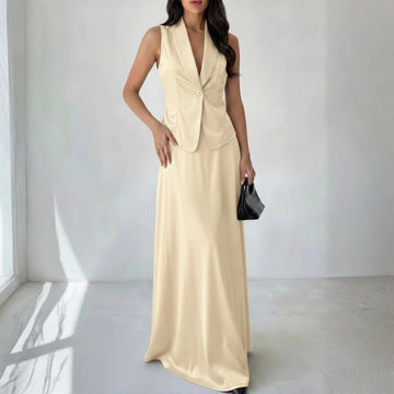 Evara Satin Set – Ivory Glow