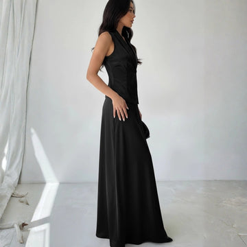 Evara Satin Set – Midnight Noir