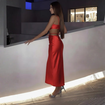 Celeste Satin Set – Red