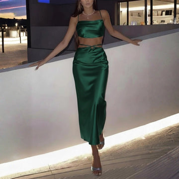 Celeste Satin Set – Emerald Green