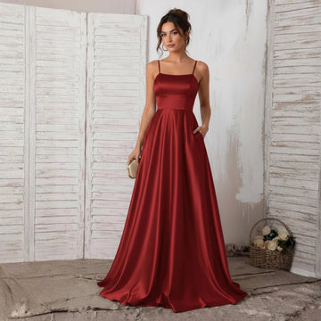 Aveline Satin Gown – Wine Red
