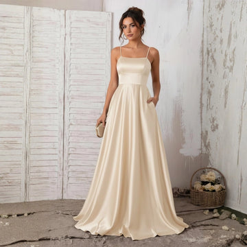 Aveline Satin Gown – Champagne Beige