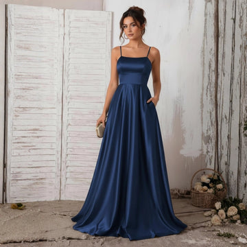 Aveline Satin Gown – Midnight Navy