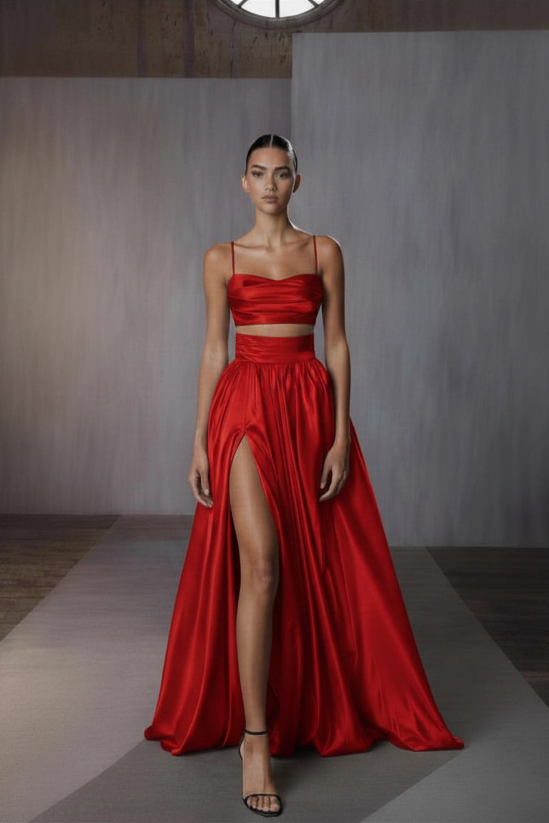 Seraphine Satin Set – Crimson Rouge