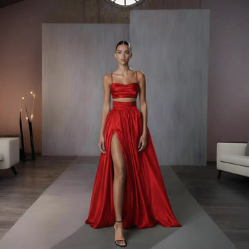 Seraphine Satin Set – Crimson Rouge