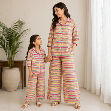 Happy Stripes Mom & Daughter Set
