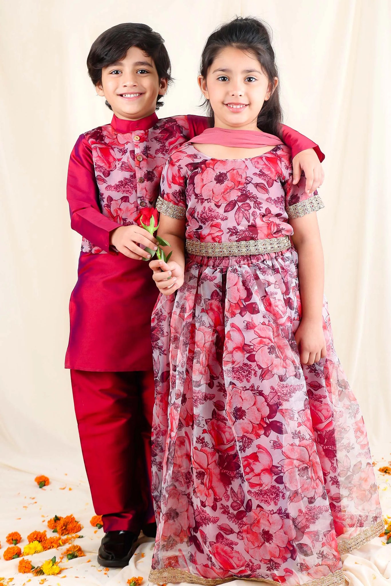 An Elegant Goa Wedding With Cherry Blossoms And The Bride In A Silver Grey  & Red Lehenga | Combination dresses, Lehenga color combinations, Red lehenga