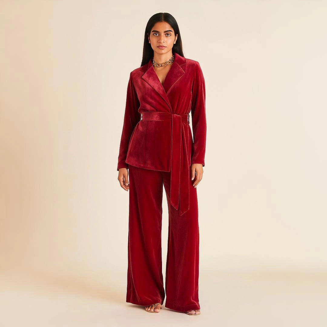Velvet Ember Suit Set For Women