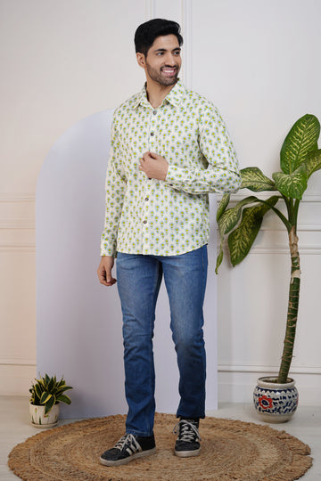 Green Printed Shirt for Men