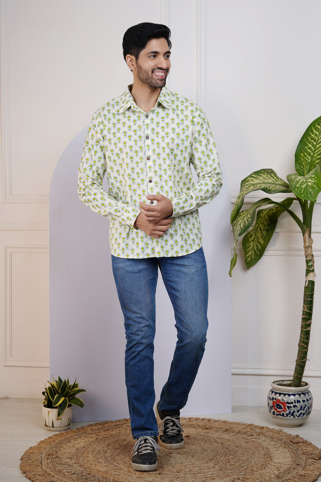 Green Printed Shirt for Men