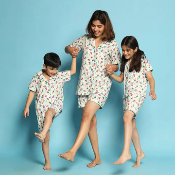 Watermelon Wonders Matching Watermelon Printed Night Suit Set For Mom, Daughter and Son