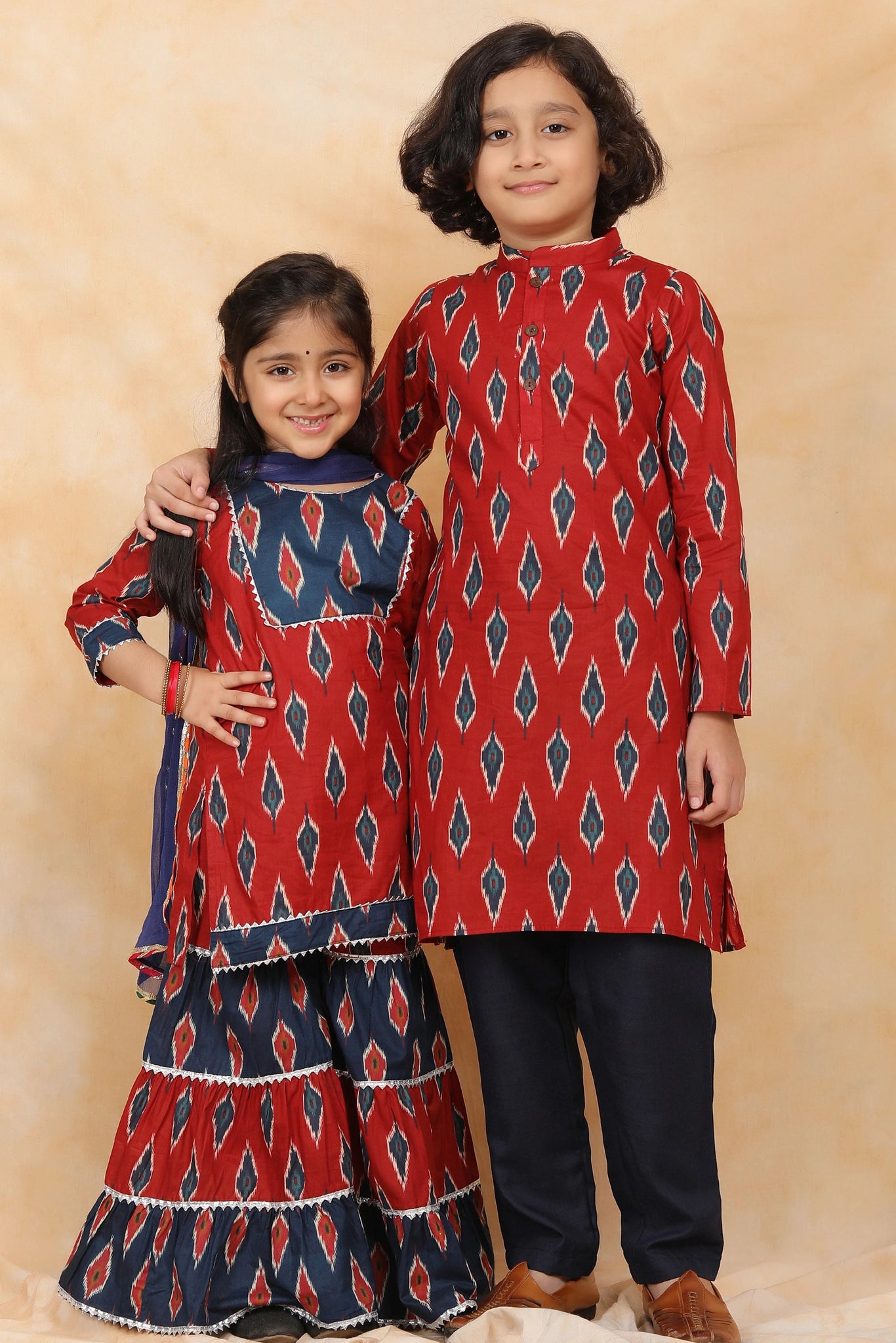 Ikkat mom and daughter on sale dresses