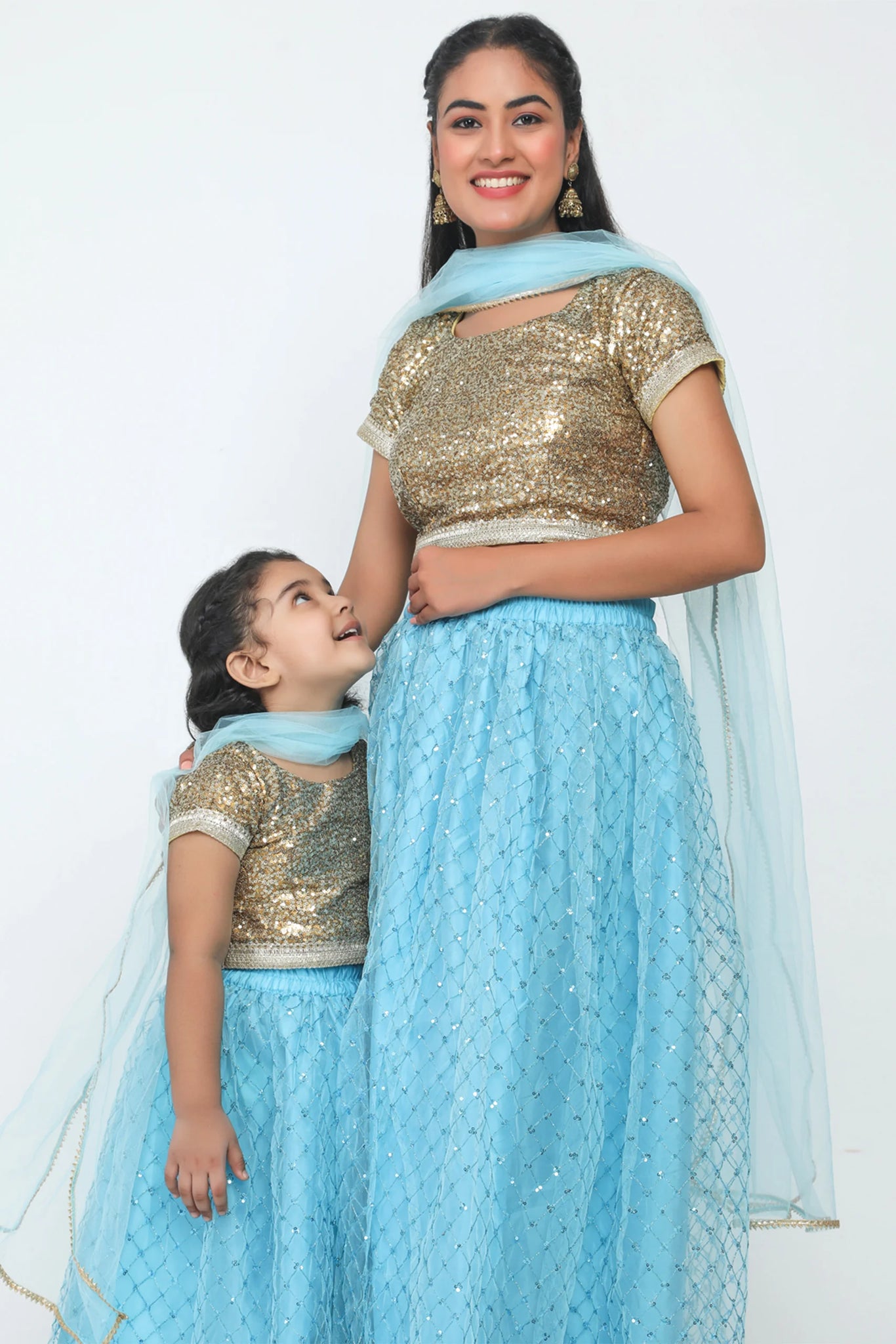 Punarvi - India Authentic|PreLoved|Sustainable Mom and daughter(1-2Y)  ruffle crop top lehenga