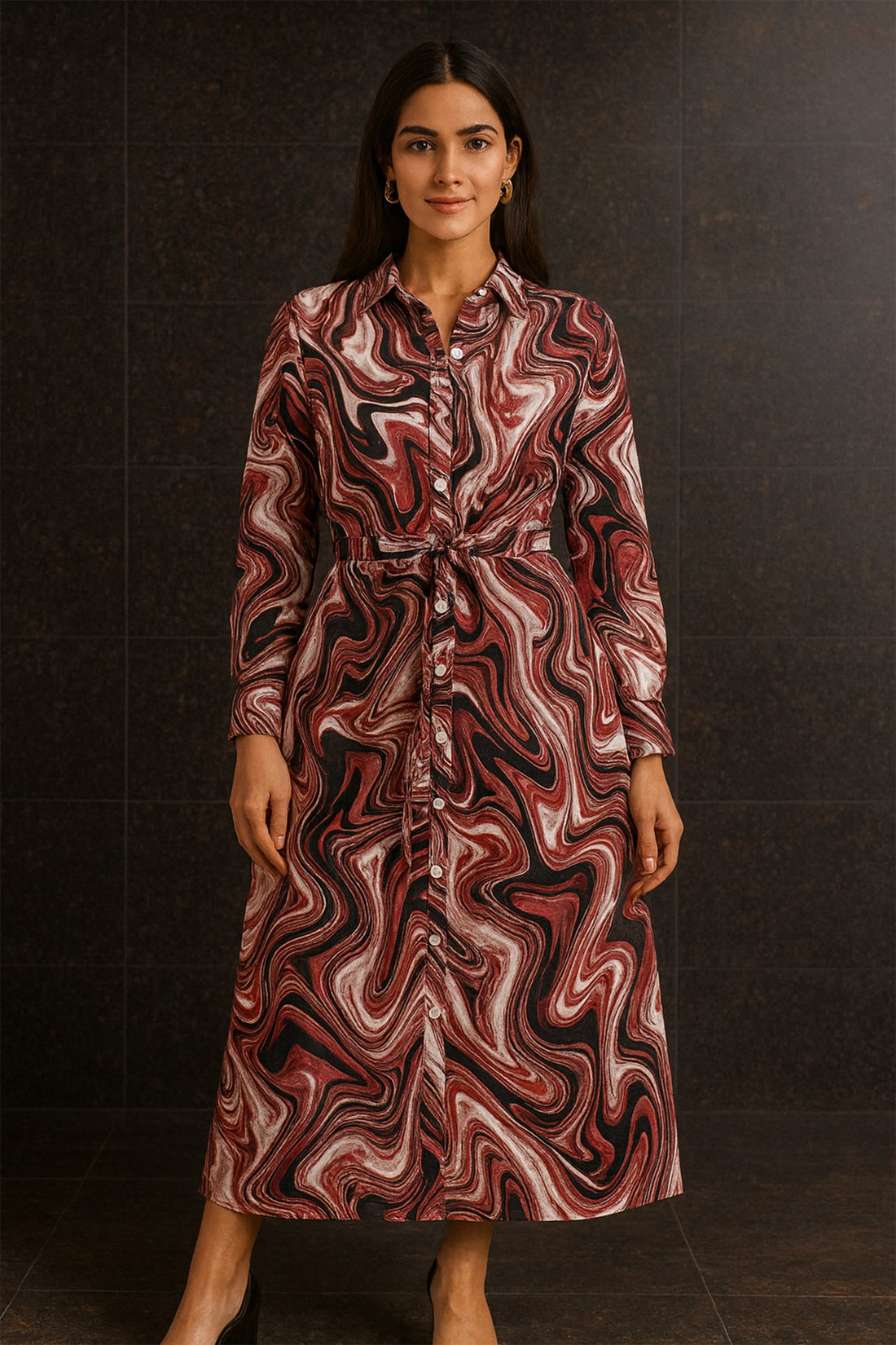 Marble Rouge Shirt Dress