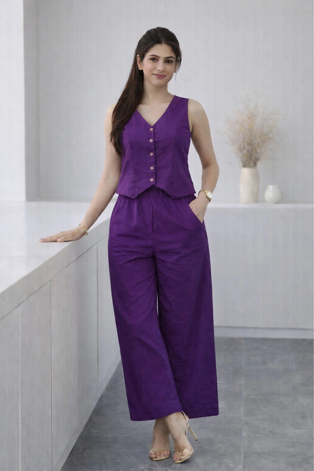 Ira Vest & Pant Set – Purple