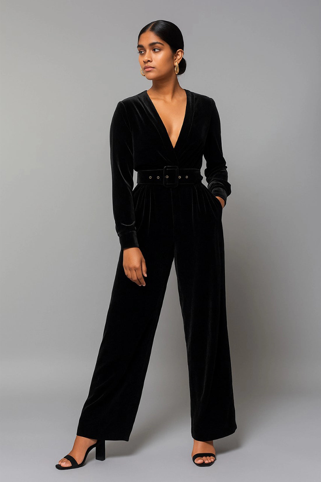 Black Luxe Velvet One-Piece Set Fo Women