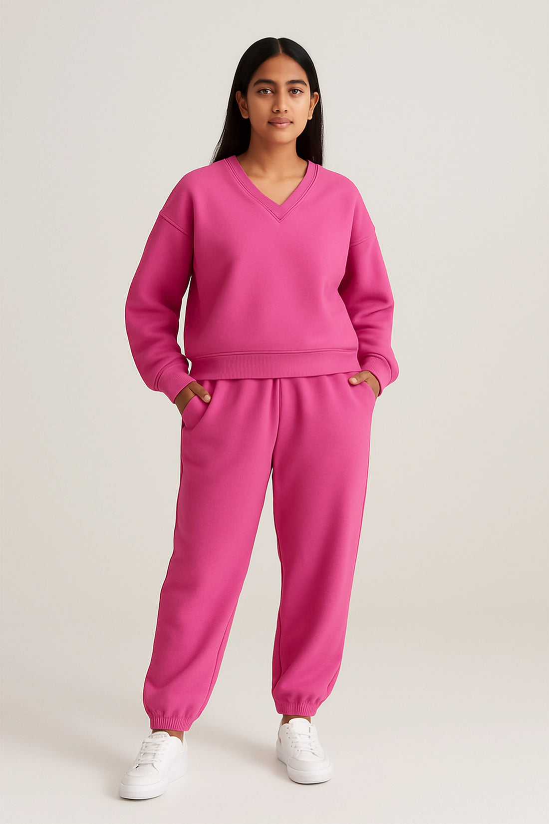 Women’s Pink V-Neck Lounge Set