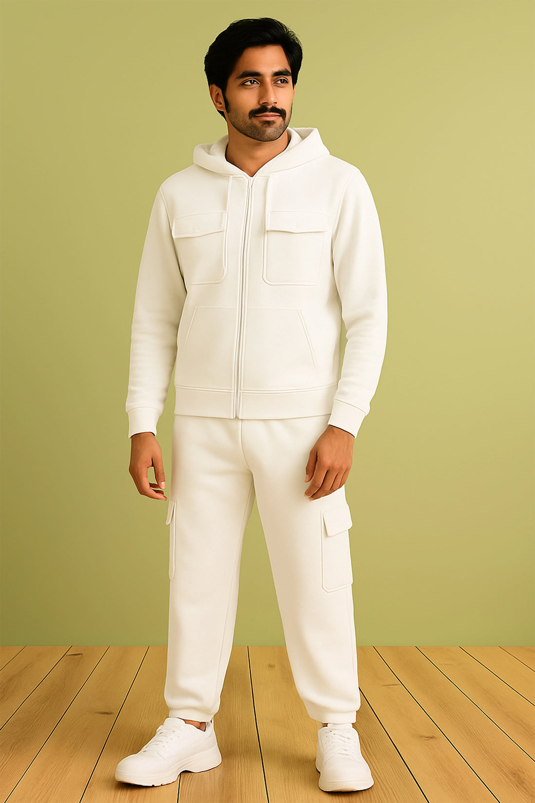 Casual White Hoodie and Pants Co-ord