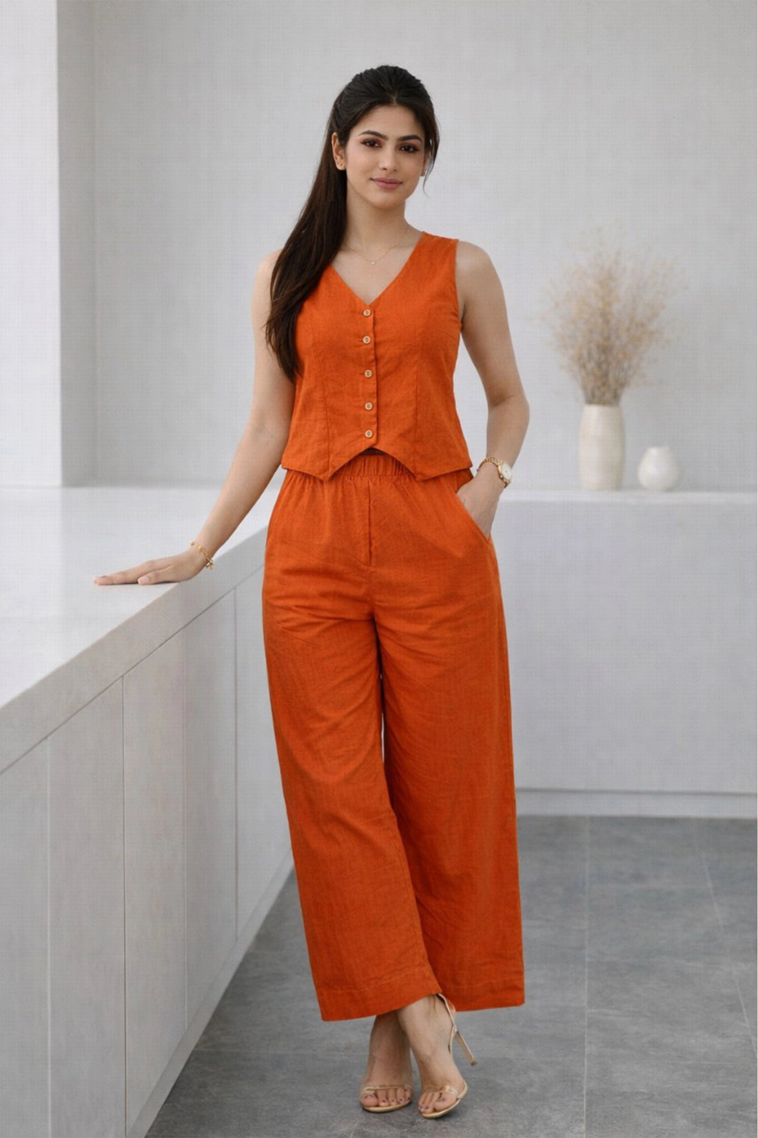 Ira Vest & Pant Set – Orange