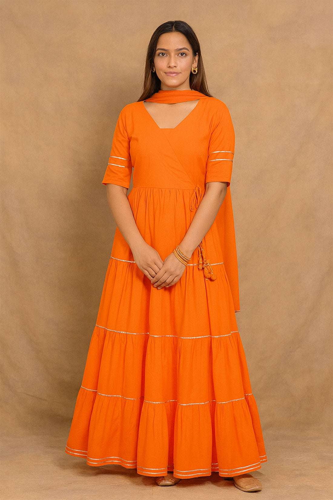 Orange Noor Angrakha Set