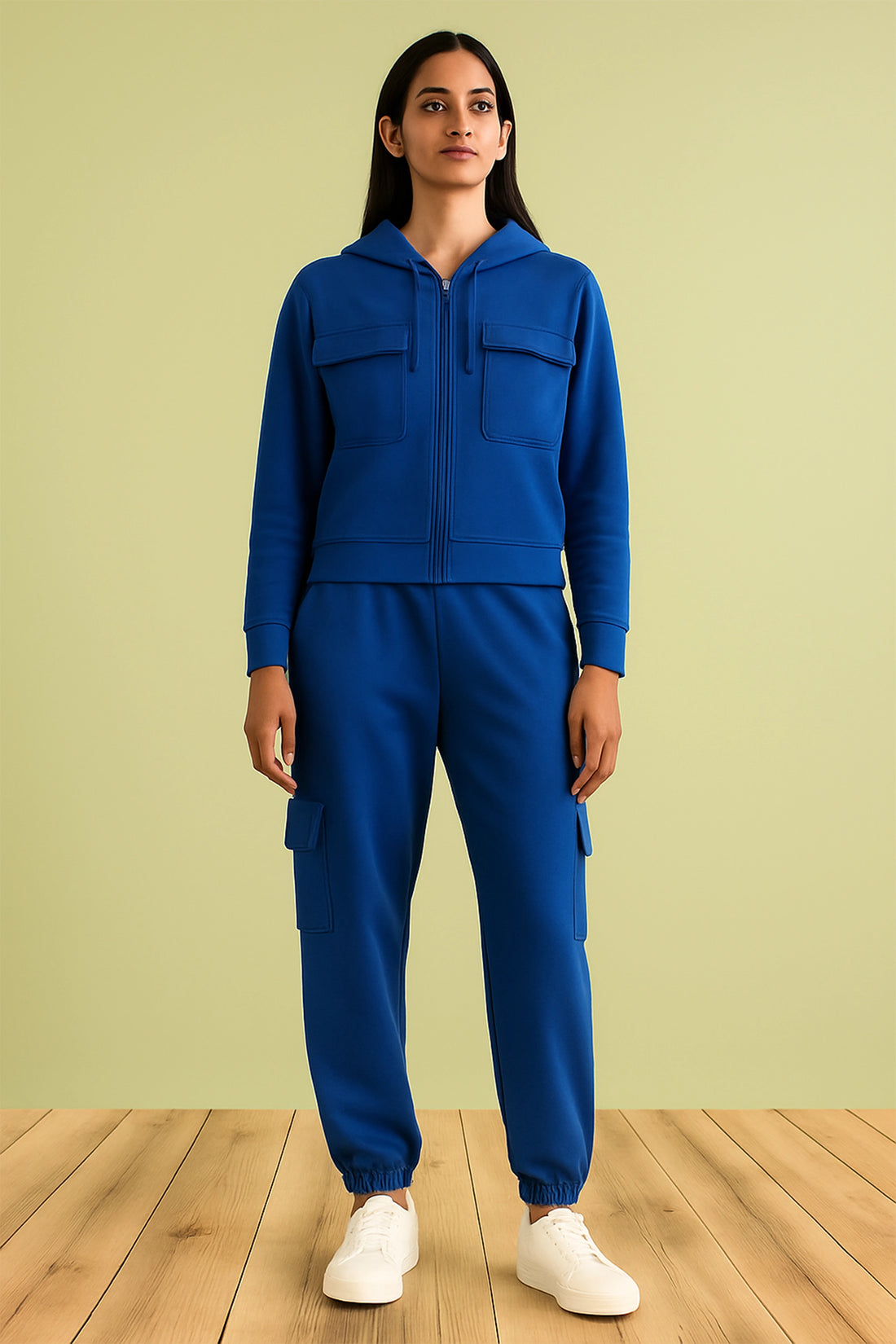 Casual Blue Hoodie and Pants Co-ord