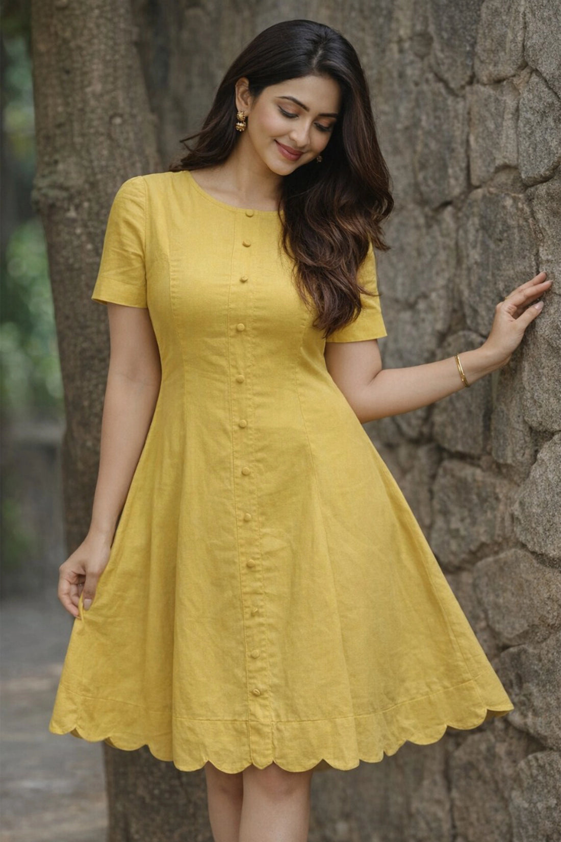 Elara Flare Dress – Yellow