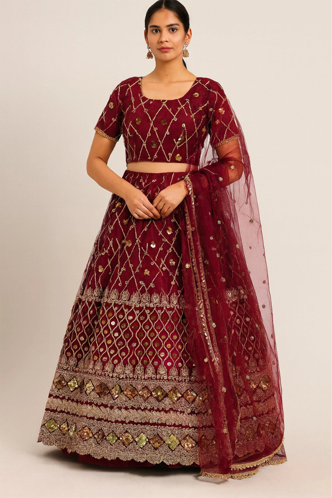 Noor-e-Mehroon – Embroidered Lehenga Set