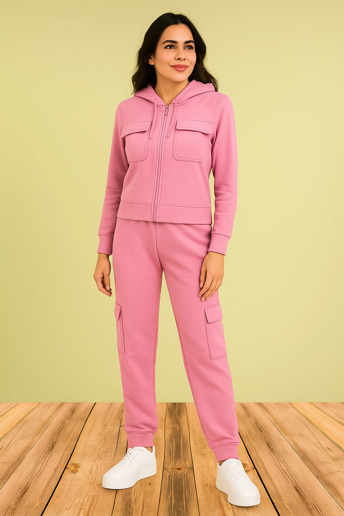 Casual Pink Hoodie and Pants Co-ord